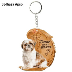 1 Piece 23 Style Dog Forever In My Heart Angel Pendant Bag Key Chains Car Keychain Keyring Pet Jewelry Gift For Women Girls