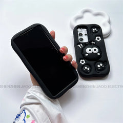 3D Black briquettes Grip Tok Holder Silicon Soft Phone Case For Samsung Galaxy S25 Ultra S24 S23 Ultra S21 FE