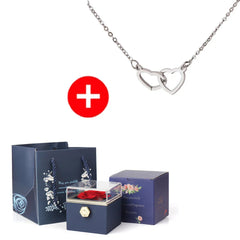 2024 New Valentine's Day Gift Custom for Women Double Heart Engraved Name Steel Necklace Eternal Rose Box Wedding Ring Box