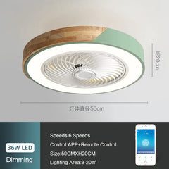 52CM Ceiling Fan Light Lamp 220V APP +Remote Control Fans Bedroom Dining Room Wood Ceiling Fan With Lights DC Green Ceiling Fan