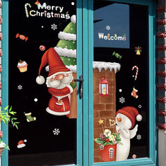 2024 Christmas Window Stickers Santa Claus Xmas Tree Cartoon Glass Decal Merry Christmas New Year Holiday Decorations for Home
