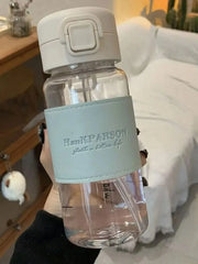 500ml Water Bottle with Straw Pop-Up Cover Leak-Proof Drinkware for Drinking Sippy Portable Cute Plastic Drinking Bottle