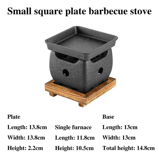 Aluminum alloy tea cooker Small oven Korean style cast iron barbecue dish portable grill korean bbq Japanese charcoal grill