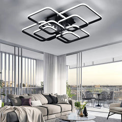 KOMORE Contemporary LED Energy-efficient Semi Flush Ceiling Light, White / Stepless Dimming