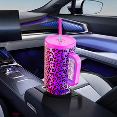 Meoky 40oz Cup Tumbler with Handle Straw Stainless Steel Multi-Prints Coffee Cup Travel Water Bottle Leak-Proof Car Mug Gifts