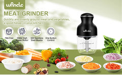 Wancle Electric Meat Grinder Kitchen Chopper Stainless Steel Blade Vegetable Garlic Crusher Household Food Processor Blender