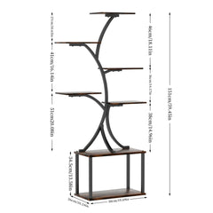 7 Tier Tree Shaped Plant Stand for Patio Living Room Metal Plant Flower Pot Display Holder Multiple Shelves