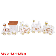 Wooden Train Christmas Ornaments Santa Cake Decoration Merry Christmas Navidad New Year Party Table Decoration Kids Gifts Toys
