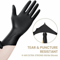 Black Nitrile Disposable Gloves 20/100Count 4Mil Latex Free Textured Cleaning Gloves for Industrial Mechanic Tattoo Automotive