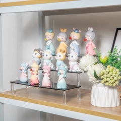 Acrylic Riser Display Stand Perfume Organizer Shelves for Amiibo Funko Figures Toys Cupcake Desserts Collection Cosmetic Jewelry