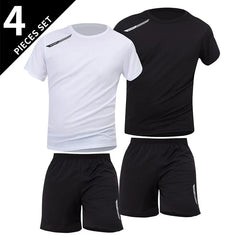 2/6 Pack Plus Size Men's Quick-drying Short-sleeved Shorts Suit Men's Leisure Sports Running Fitness T-shirt Joker Shorts Teen