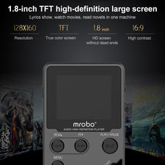 1.8 inch HIFI MP3 Player Metal High Sound Quality Entry-level Lossless Music Player, Support TF Card / FM / E-book