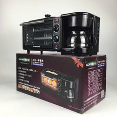 3 in 1 Electric Breakfast Machine Multifunction Coffee Maker + Frying Pan + Mini Oven Household Bread Pizza Oven