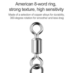 10pcs /Pack Stainless Steel Fishing Connector Bearing Rolling Swivel Connector Fishing Gear Accessories, 12(17mm), 10(20mm), 8(22mm), 7(25mm), 6(26mm), 5(29mm), 4(30mm), 3(34mm), 2(36mm), 1(40mm)