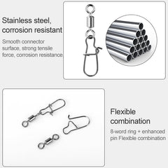 10pcs /Pack Stainless Steel Fishing Connector Bearing Rolling Swivel Connector Fishing Gear Accessories, 12(17mm), 10(20mm), 8(22mm), 7(25mm), 6(26mm), 5(29mm), 4(30mm), 3(34mm), 2(36mm), 1(40mm)