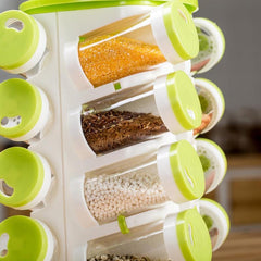 16pcs / Set Seasoning Cans Pepper Salt Cruet Plastic Bottle Kitchen Spice Jar Pepper Shaker Box Spice Rack Set, 16 in 1 Seasoning Cans