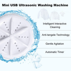Portable Mini Washing Machine Ultrasonic Turbine Clothes Mini Washer with USB Cable Convenient for Travel