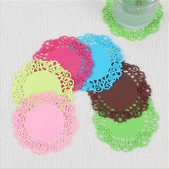 10 PCS Lace Flower Hot Coaster Silicone Cup Pad Slip Insulation Pad Cup Mat Pad Hot Drink Holder