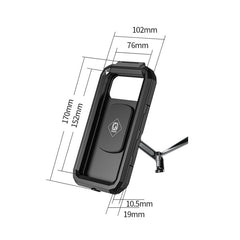 Kewig Bicycle Motorcycle Rearview Mirror Waterproof Box Touch Screen Phone Holder, Small Rearview Mirror Installation, Large Rearview Mirror Installation