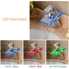 LED Waterfall Faucet Colorful Temperature Control Color-changing Anti-scalding Faucet, Color-changing Faucet