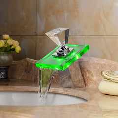 LED Waterfall Faucet Colorful Temperature Control Color-changing Anti-scalding Faucet, Color-changing Faucet