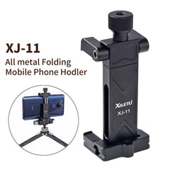 Xiletu Xj-12 Live Broadcast Bracket Fixing Clip Tripod Mount Phone Clamp with 1/4 inch Screw Holes & Cold Shoe Base