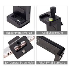 Xiletu Xj15 Live Broadcast Desktop Full Metal Tripod Mount Tablet Pc Phone Clamp With 1/4 Inch Screw Holes & Cold Shoe Base