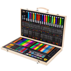Painting Wooden Box Colorful Pen Set Art School Supplies For Children, 180 in 1