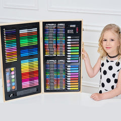 Painting Wooden Box Colorful Pen Set Art School Supplies For Children, 180 in 1