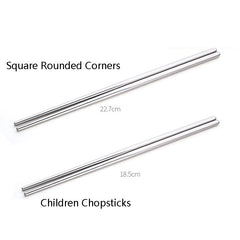 1 Pairs 304 Stainless Steel Chopsticks Non-Slip Tableware Adult Chopsticks, 18.5cm, 22.7cm