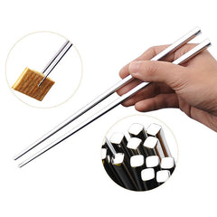 1 Pairs 304 Stainless Steel Chopsticks Non-Slip Tableware Adult Chopsticks, 18.5cm, 22.7cm