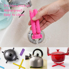 Kitchen Cross-Shaped Folding Placemat Thickened Silicone Insulation Pad Pot Mat Coaster, Random Color Delivery, Random Color Delivery