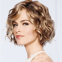 Ladies Oblique Bangs Fluffy Short Curly Hair Wig Headgear
