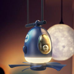 MF023 Airplane Night Light Ceiling Fan Household USB Remote Control Fan, Blue, White