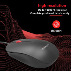 Lenovo Thinkplus M80 Office Lightweight Ergonomic Laptop Mouse, Wired, Wireless