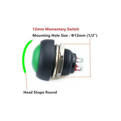 10 PCS Small Waterproof Self-Reset Button Switch, Black, Green, Red, Orange, White, Blue