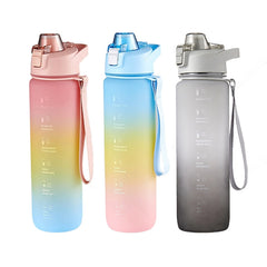 1000ml Large Capacity Gradient ColorsPlastic Sports Water Cup