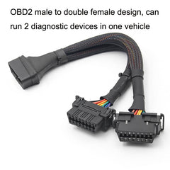 2 In 1 16PIN Car OBD Elbow Extension Cable Converted Cable, 2 In 1 16PIN