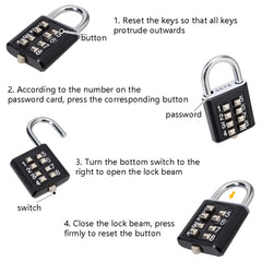 2 PCS 10-Bit Button Password Lock Cabinet Door Tool Box Button Padlock, Red, Electroplating White, Sky Blue, Black