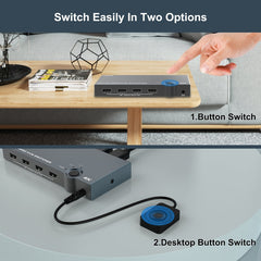 2 In 1 Out 4K 60Hz KVM HDMI Switch USB Swltch Splitter Box HUB