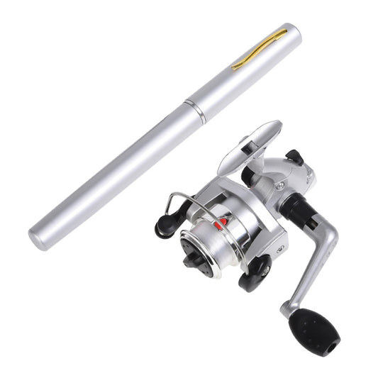 LEO Pen Type Fishing Rod & Spinning Wheel Fishing Reel Portable Pocket Fishing Gear, H8022 Silver, H8022G Gold, H8022PU Purple