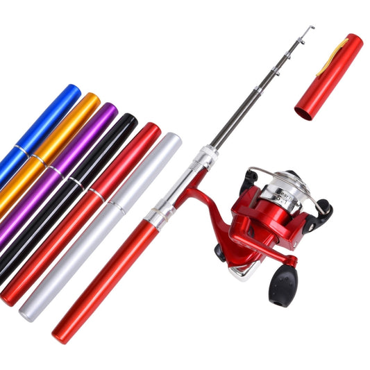 LEO Pen Type Fishing Rod & Spinning Wheel Fishing Reel Portable Pocket Fishing Gear, H8022 Silver, H8022G Gold, H8022PU Purple