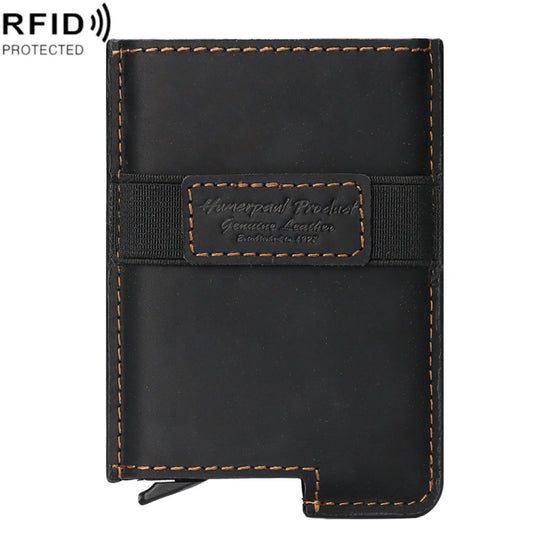 HUMERPAUL BP977 RFID Anti-Theft Card Box Leather Automatic Credit Card Set, BP977 Black, BP977 Dark Brown, BP977 Brown