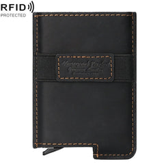 HUMERPAUL BP977 RFID Anti-Theft Card Box Leather Automatic Credit Card Set, BP977 Black, BP977 Dark Brown, BP977 Brown