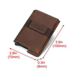 HUMERPAUL BP977 RFID Anti-Theft Card Box Leather Automatic Credit Card Set, BP977 Black, BP977 Dark Brown, BP977 Brown
