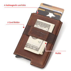 HUMERPAUL BP977 RFID Anti-Theft Card Box Leather Automatic Credit Card Set, BP977 Black, BP977 Dark Brown, BP977 Brown