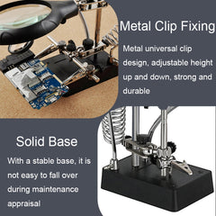 16129-C 2.5X/7.5X/10X LED Lighting Auxiliary Bracket Maintenance Magnifier, EU Plug, US Plug