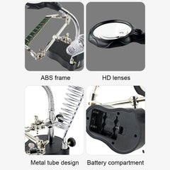 16126-A 3.5X/12X LED Light Stand Type Watch Repair Magnifier With Auxiliary Clip, 16126-A