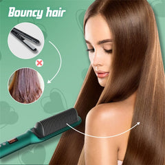 2 In 1 Hair Straightener Brush And Curler Negative Ion Hair Straightener Styling Comb, White, Black, Red, Green