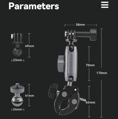 TELESIN  Aluminum Alloy Crab Claw Handlebar Tube Clamp For Sports Camera Mobile Phones, Aluminum Alloy